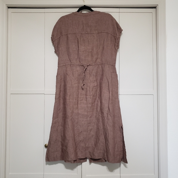 Poetry Yarn-dyed Linen Button-Through Dress Size US 6 UK 10 Pink Brown - Picture 10 of 10